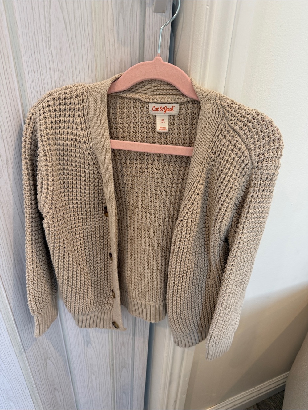Girls Cat & Jack Beige Chunky Knit Cardigan